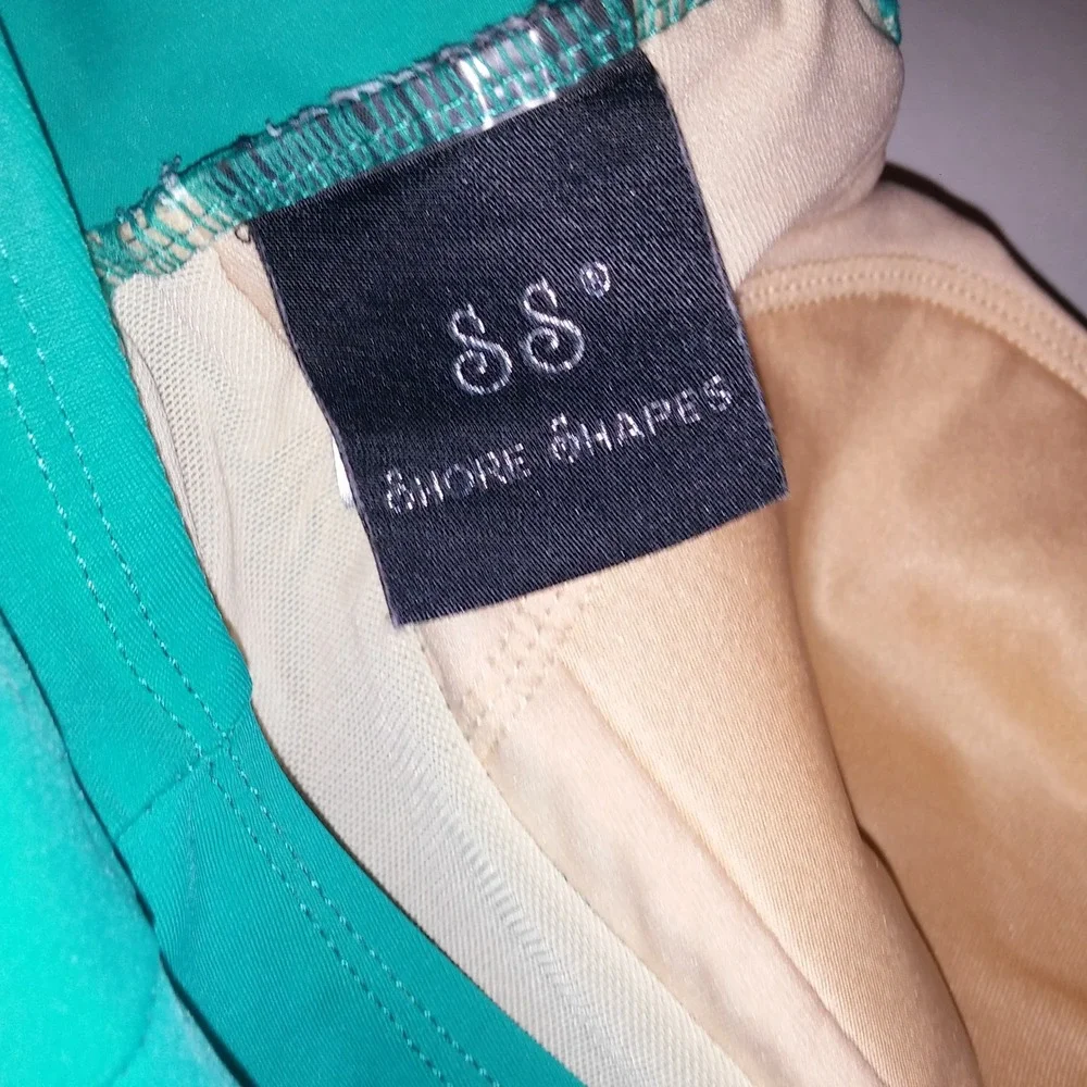 Shore Shapes One Piece Swim Size 10 Teal Solid Ruffle Lightly Lined Wireless